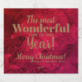 Kerst Rood naar Zwart Waterverf Mousserende Wijn L Sparkling Wijnetiket (Enkel label)