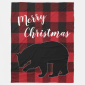 Kerst Rood Plaid Zwart Beer Fleece Deken (Voorkant)