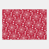Kerst Rood & Wit 3 Cartoon Classic Patterns Inpakpapier Vel (Voorkant)