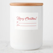 Kerst rood wit aan van blanco manuscript elegant voedselcontainer etiket (Voorkant)