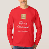 Kerst rood wit business logo naam handtekening t-shirt (Voorkant)