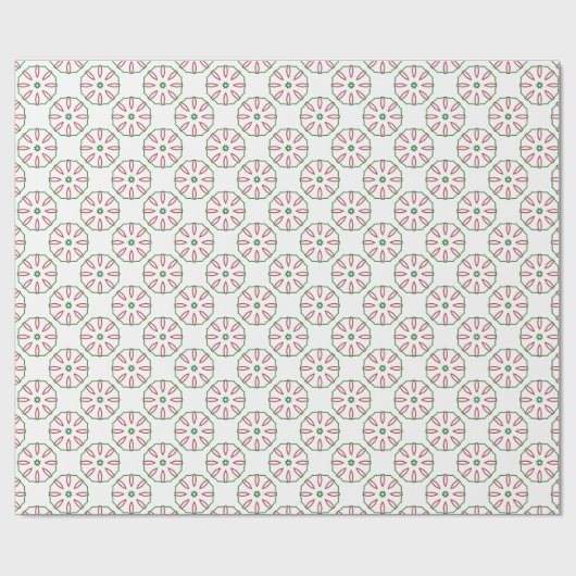 Kerst Rood Wit en Groen Wiel Like Pattern Cadeaupapier (Vlak)