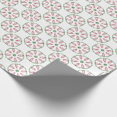 Kerst Rood Wit en Groen Wiel Like Pattern Cadeaupapier (Hoek)