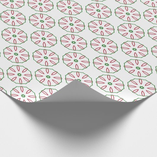 Kerst Rood Wit en Groen Wiel Like Pattern Cadeaupapier (Hoek)