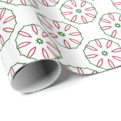 Kerst Rood Wit en Groen Wiel Like Pattern Cadeaupapier (Rol Hoek)