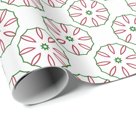 Kerst Rood Wit en Groen Wiel Like Pattern Cadeaupapier (Rol Hoek)