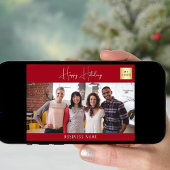 Kerst rood wit foto bedrijf logo feestdagenkaart