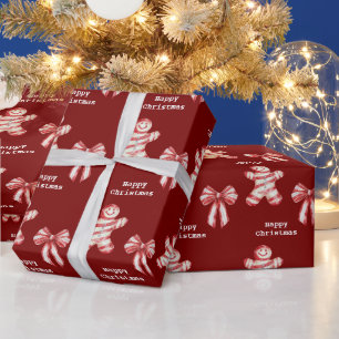 Kerst Rood Wit Pepermunt Gingerbread Cookie Cadeaupapier