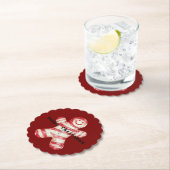 Kerst Rood Wit Pepermunt Gingerbread Cookie Kartonnen Onderzetters (Insitu)