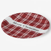 Kerst Rood Wit Plaid Papieren Bordje (Gekanteld)