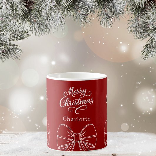 Kerst rood witte boog script koffiemok