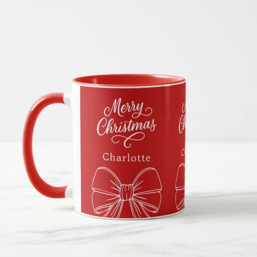Kerst rood witte boog script mok (Links)