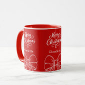 Kerst rood witte boog script mok (Voorkant links)