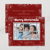 Kerst rood zilver foto venster kaart (Voorkant / Achterkant)