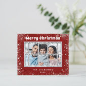 Kerst rood zilver foto venster kaart (Staand voorkant)