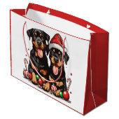 Kerst Rottweiler Dog Santa Groot Cadeauzakje (Achterkant Gekanteld)