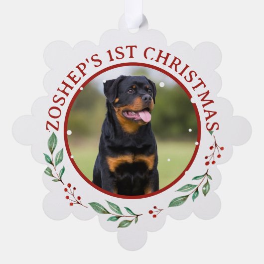 Kerst Rottweiler Hond gepersonaliseerd Ornament Kaart (Achterkant)