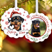 Kerst Rottweiler Hond gepersonaliseerd Ornament Kaart