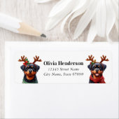 Kerst Rottweiler Retour Adreslabels Etiket (Insitu)