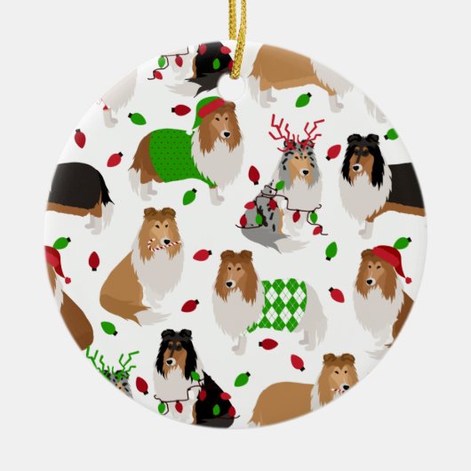 Kerst Rough Collie Ceramic Ornament (Voorkant)