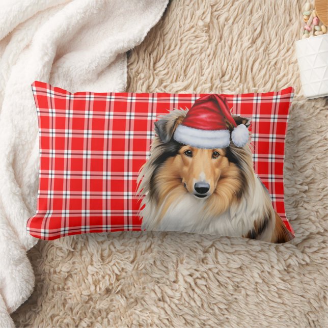 Kerst Rough Collie Dog Red Holiday Pset Kussen (Deken)