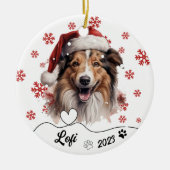 Kerst Rough Collie Hond gepersonaliseerd Keramisch Ornament (Voorkant)
