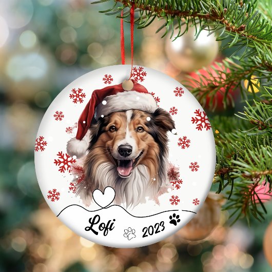 Kerst Rough Collie Hond gepersonaliseerd Keramisch Ornament