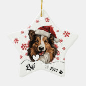 Kerst Rough Collie Hond gepersonaliseerd Keramisch Ornament (Voorkant)