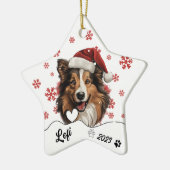 Kerst Rough Collie Hond gepersonaliseerd Keramisch Ornament (Links)