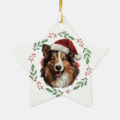 Kerst Rough Collie Hond gepersonaliseerd Keramisch Ornament (Achterkant)