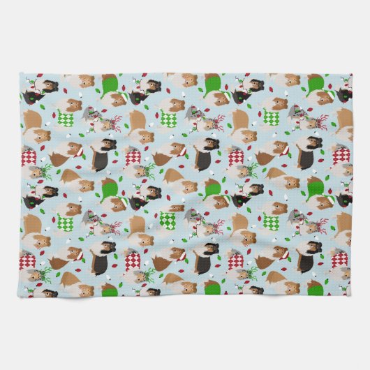 Kerst Rough Collie Kitchen Towel Theedoek (Horizontaal)