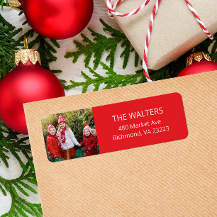 Kerst Roze Aangepaste Foto Retouradreslabels Etiket