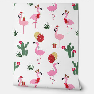 Kerst roze flamingo feest FEESTDAGEN Behang