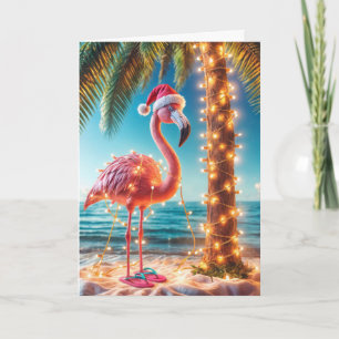 Kerst Roze Flamingo In Verwarrende Lichtjes Kaart