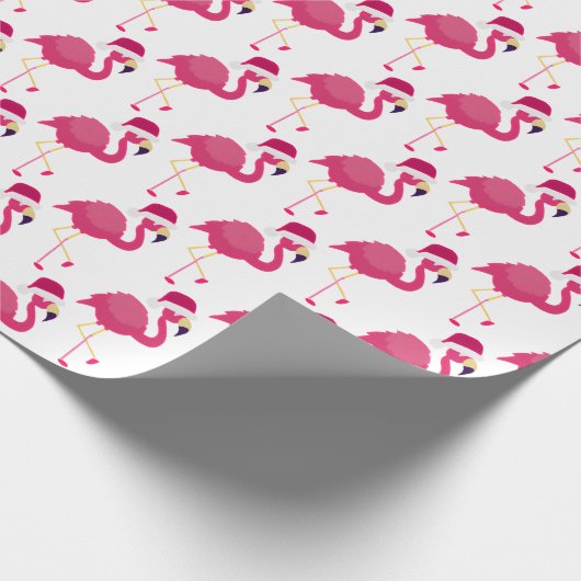 Kerst Roze Flamingo met Santa Hat Cadeaupapier (Hoek)