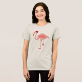 Kerst roze flamingo Tri-Blend shirt (Voorkant volledig)