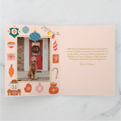 Kerst Roze Ornament Schattige Familie Foto Kaart (Binnen)