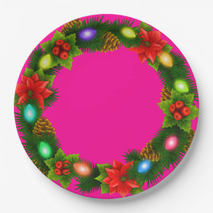 Kerst Roze Papier Party Borden 9" Papieren Bordje