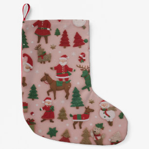 Kerst roze patroon Kleine Kerstmis Kousen Kerstsok