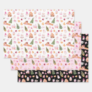 Kerst Roze Peperkoek Inpakpapier Vel