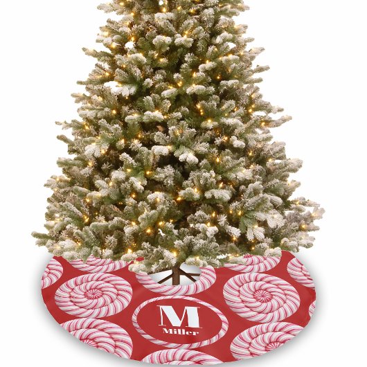 Kerst Roze Ronde Candy Canes Aangepaste Naam Kerstboom Rok