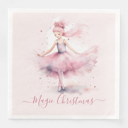 Kerst roze suiker pruim fee servet (Voorkant)