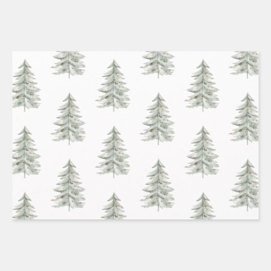 Kerst Roze Witte Sneeuwman Herten Groene Bomen Inpakpapier Vel (Voorkant 3)