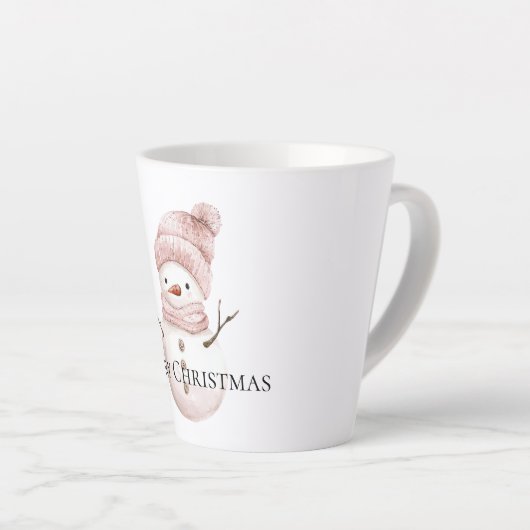 Kerst Roze Witte Sneeuwman Latte Mok (Rechterhoek)