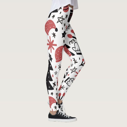 Kerst Roze Zwarte Feestdagen Elegant Leggings (Rechts)