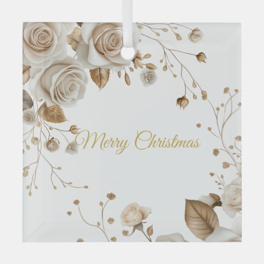 Kerst Rozen Glas Ornament (Voorkant)