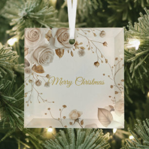 Kerst Rozen Glas Ornament
