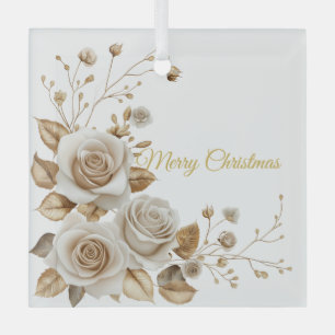 Kerst Rozen Glas Ornament