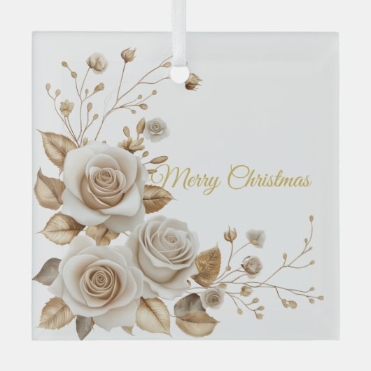 Kerst Rozen Glas Ornament (Voorkant)