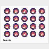 Kerst Rozen Holly en bessen Ronde Sticker (Vel)